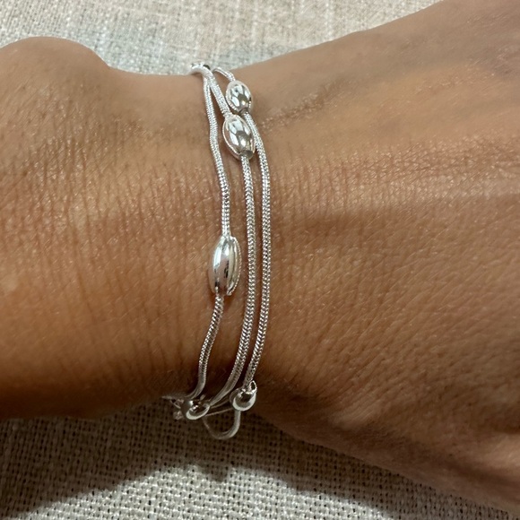 Sterling Silver plated Beaded Bracelet 8” - Picture 3 of 6